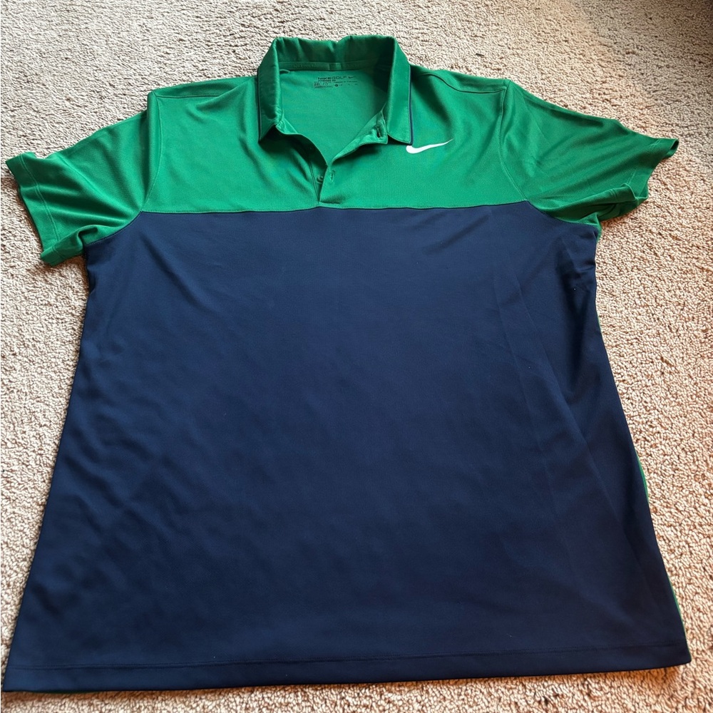 Nike Men's Polo Shirt in Green and Navy